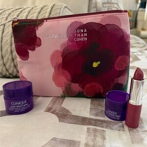 Clinique Lipstick and Skincare with Makeup Bag